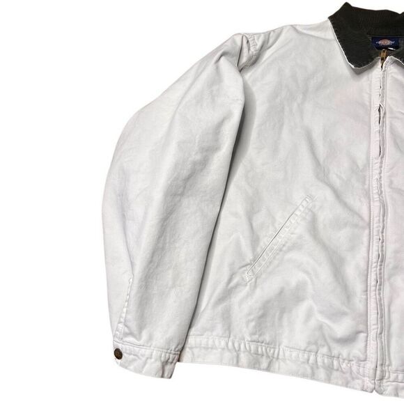 Vintage 90s Dickies White Canvas Detroit Style Jacket Blanket Lined - Picture 2 of 12